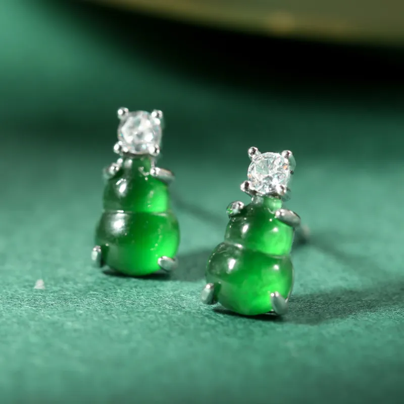 Oriental Jade Ice Glutinous Stud Earrings Women's-4