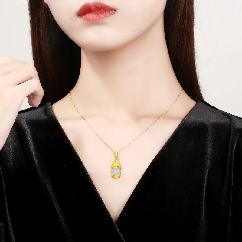 Oriental Jade Hetian Jade Necklaces White Jade Women's-3