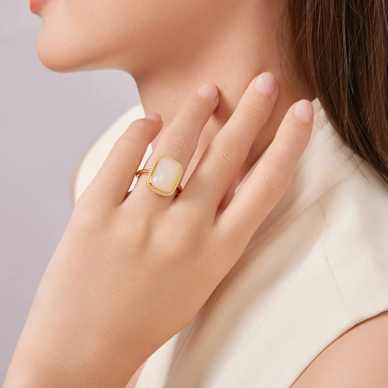 Oriental Jade Hetian Jade Rings White Jade Women's-3