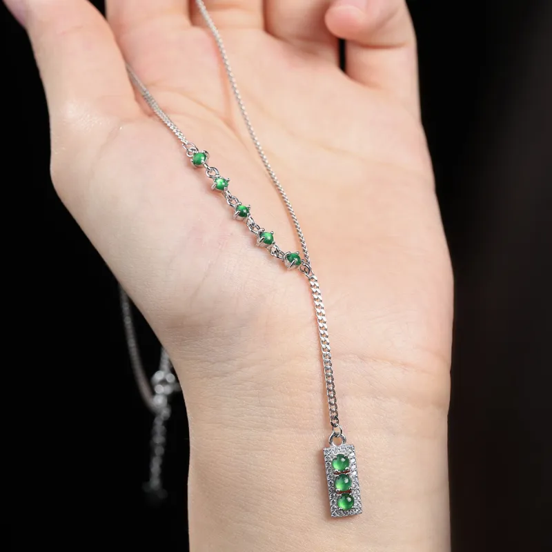 Oriental Jade Ice Type Necklaces Women's-4