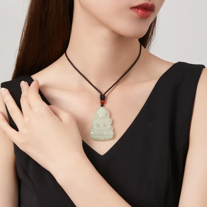 Oriental Jade Necklaces Pale Greenish White Jade Women's-4