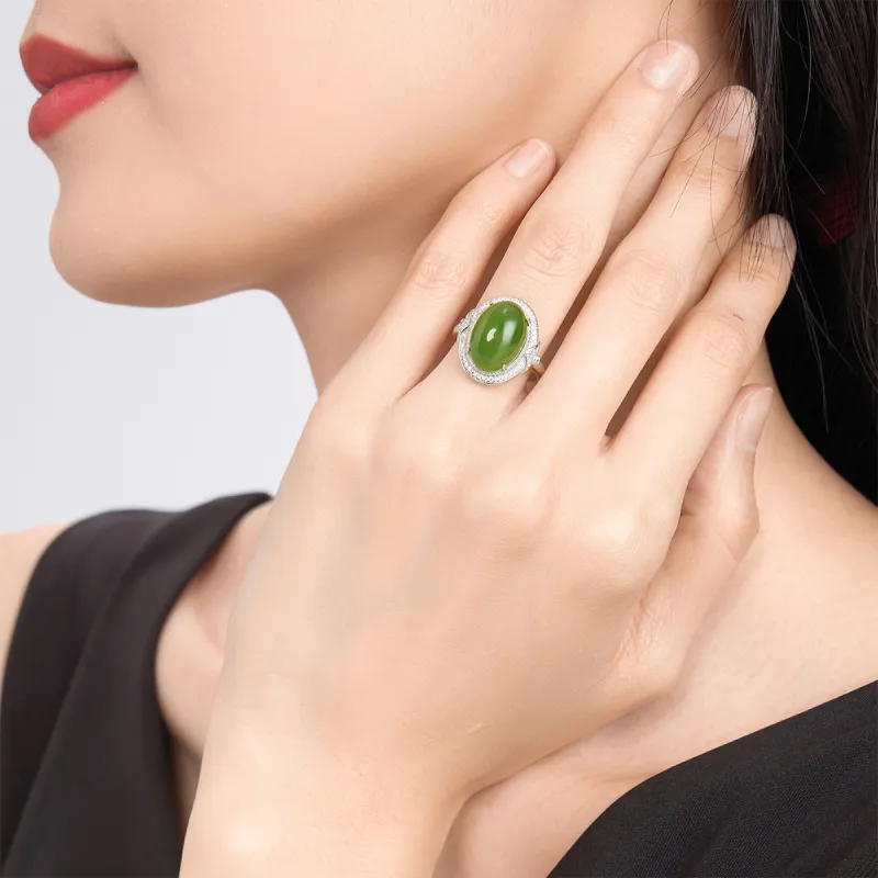 Oriental Jade Rings Jasper Women's-4