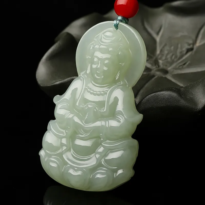 Oriental Jade Hetian Jade Necklaces Pale Greenish White Jade Women's-5