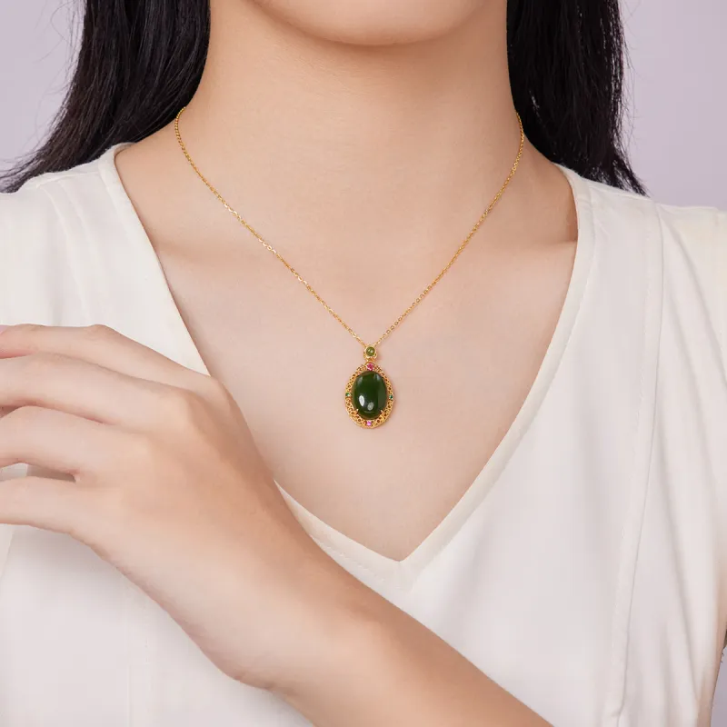 Oriental Jade Hetian Jade Necklaces Jasper Women's-4