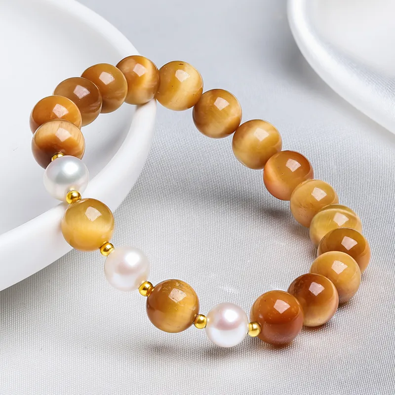 Oriental Jade Tiger's Eye Stone Bracelets Women's-4