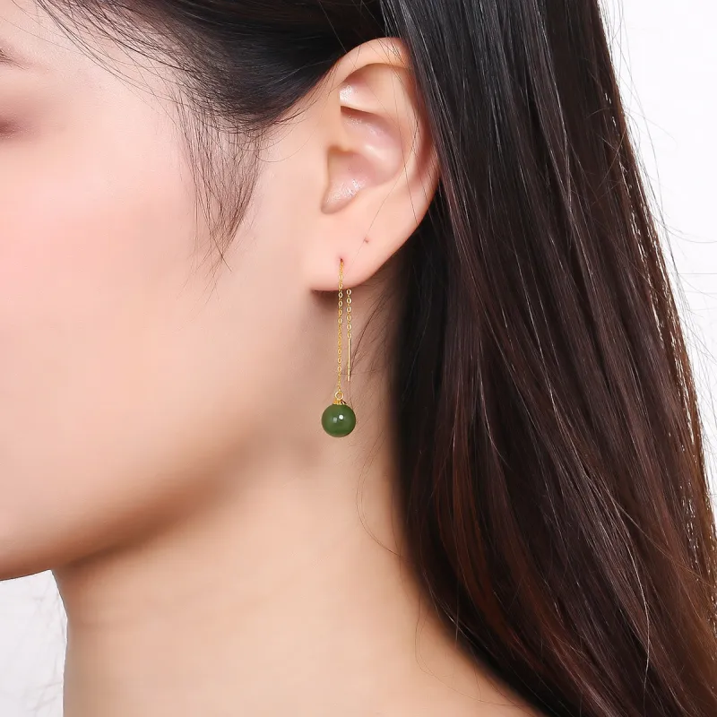 Oriental Jade Hetian Jade Earrings Jasper Women's-1