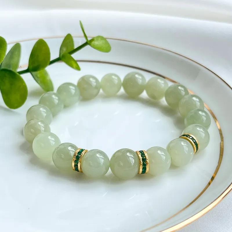 Oriental Jade Hetian Jade Bracelets Pale Greenish White Jade Women's-3