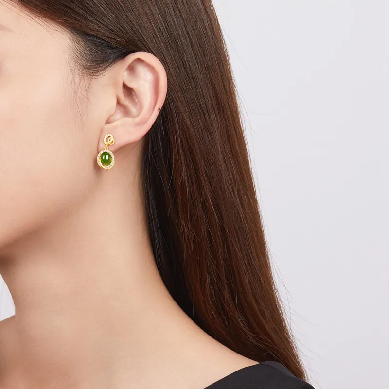 Oriental Jade Hetian Jade Earrings Jasper Women's-4