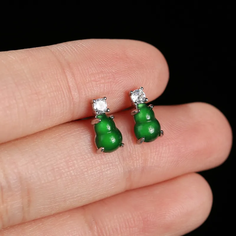 Oriental Jade Ice Glutinous Stud Earrings Women's-1
