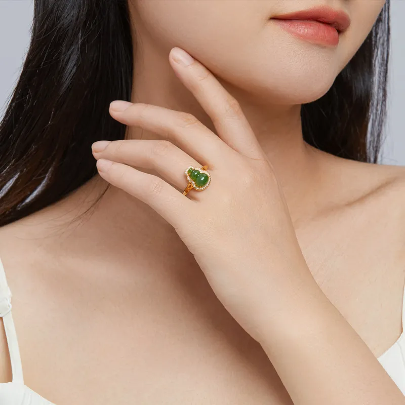 Oriental Jade Rings Jasper Women's-2