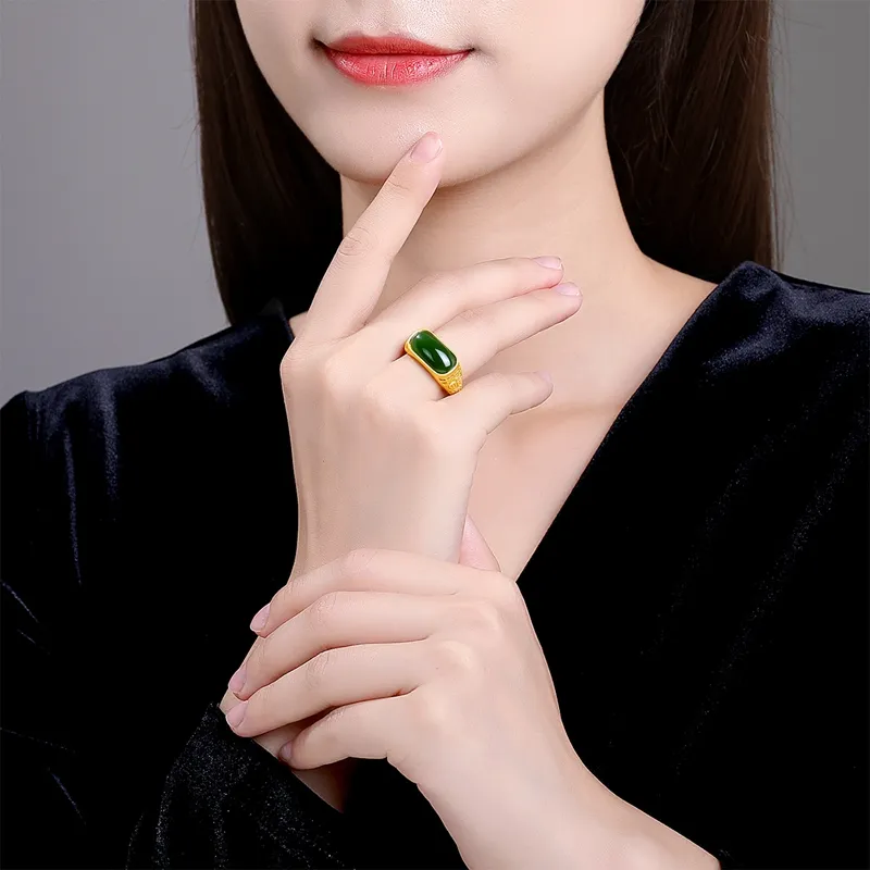 Oriental Jade Rings Jasper Women's-4