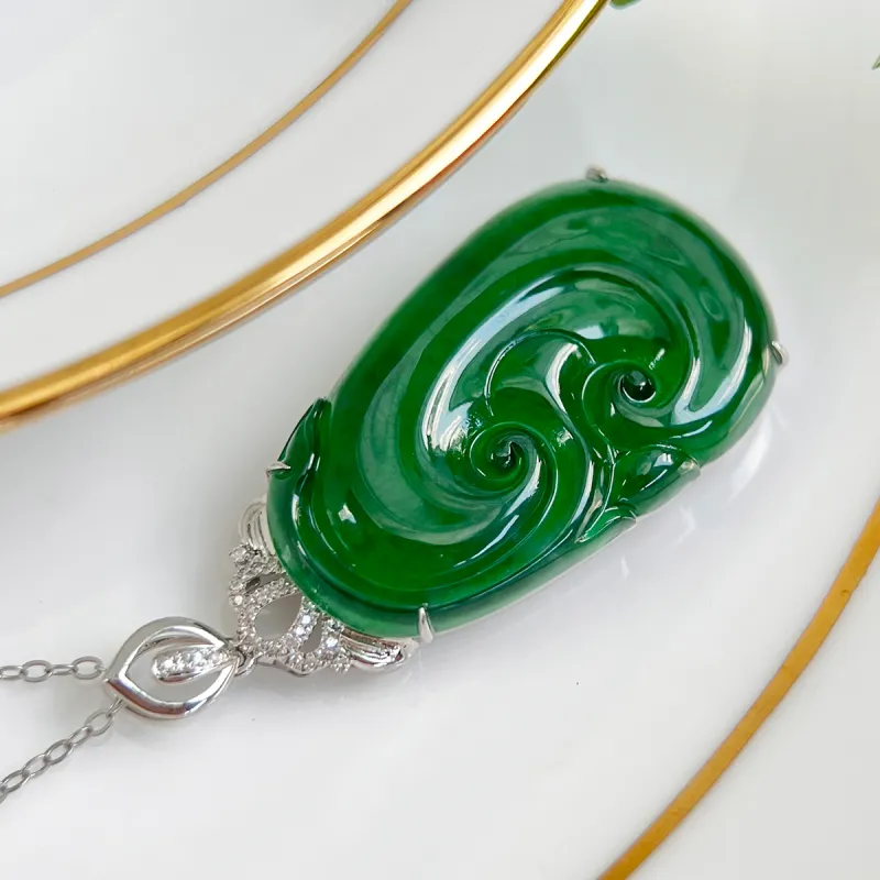 Oriental Jade Ice Type Necklaces Women's-6