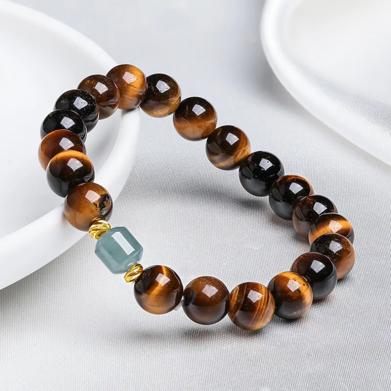 Oriental Jade Processing Tiger's Eye Stone Bracelets Unisex-4