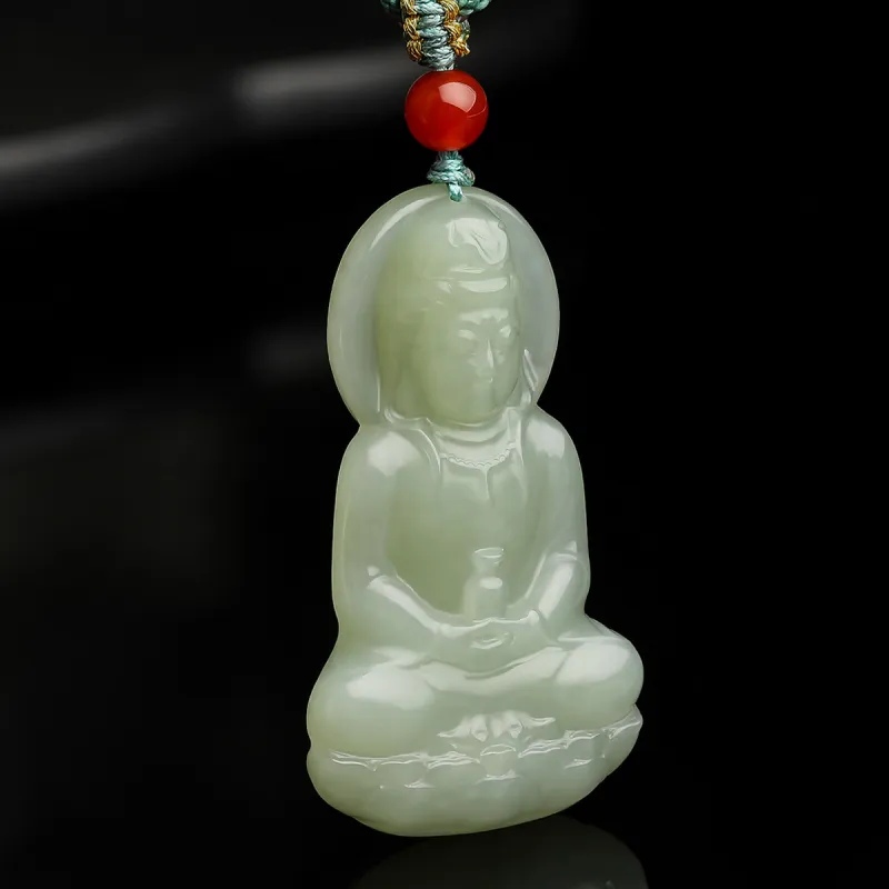 Oriental Jade Hetian Jade Necklaces Pale Greenish White Jade Unisex-5