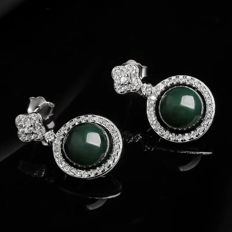 Oriental Jade Hetian Jade Earrings Jasper Women's-1