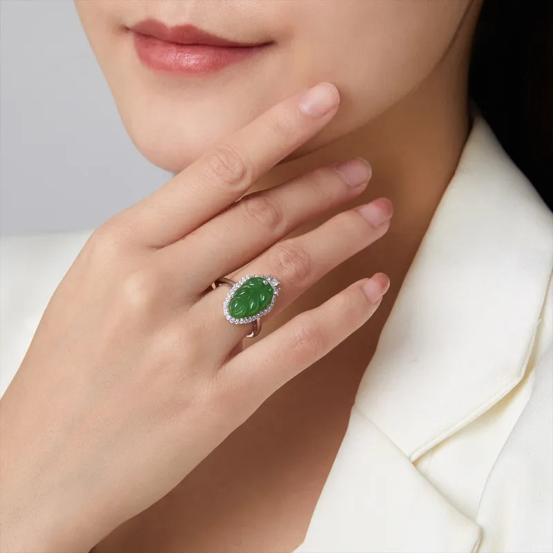 Oriental Jade Rings Jasper Women's-3