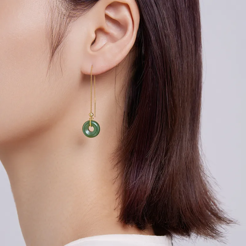 Oriental Jade Earrings Jasper Women's-7