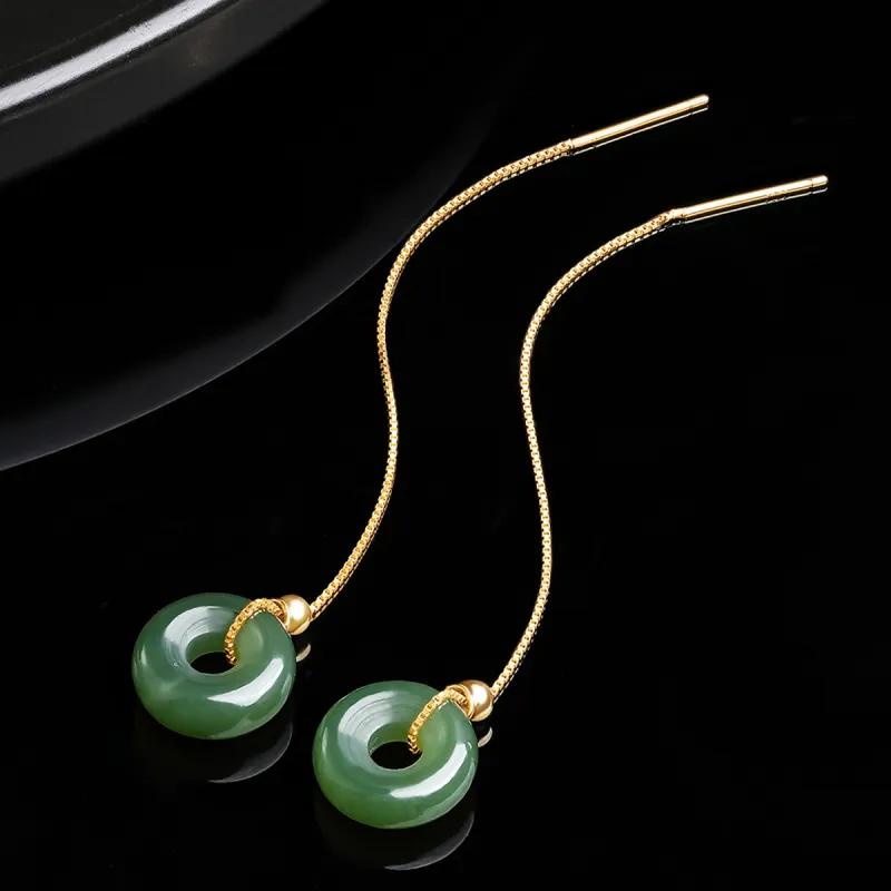 Oriental Jade Earrings Jasper Women's-5