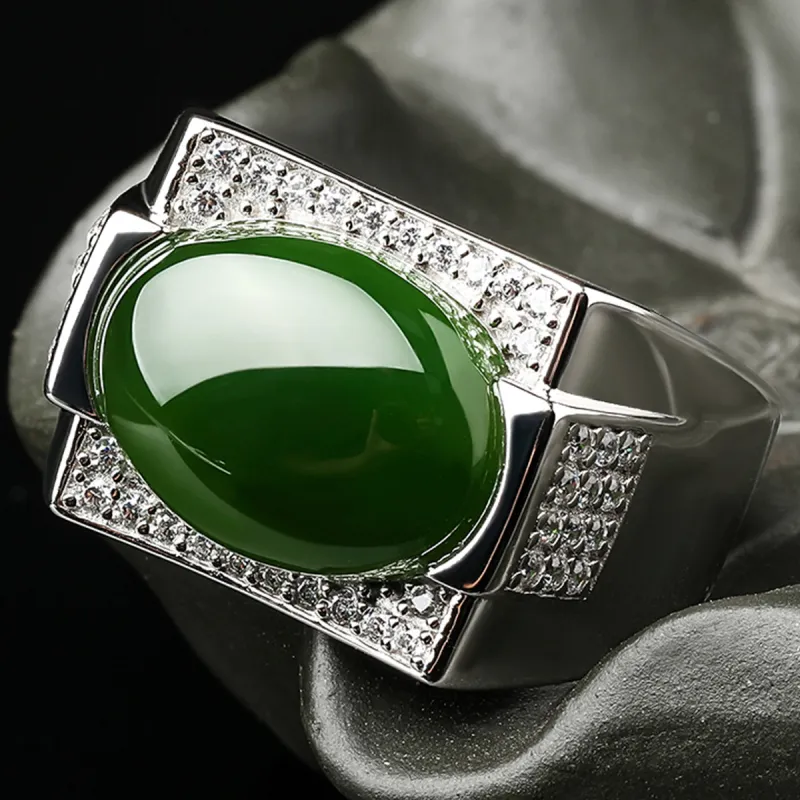 Oriental Jade Rings Jasper Women's-7