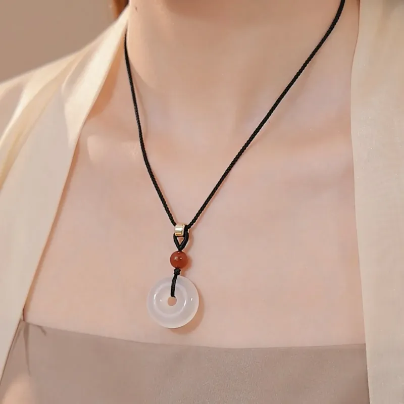 Oriental Jade Chalcedony Necklaces Unisex-2