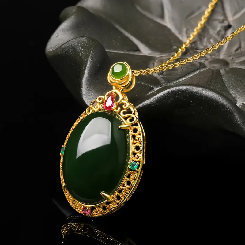 Oriental Jade Hetian Jade Necklaces Jasper Women's-5