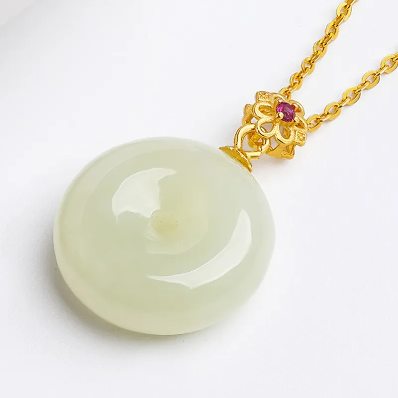 Oriental Jade Hetian Jade Necklaces Pale Greenish White Jade Women's-1