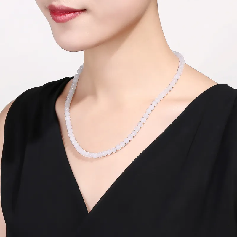 Oriental Jade Hetian Jade Necklaces Pale Greenish White Jade Women's-1