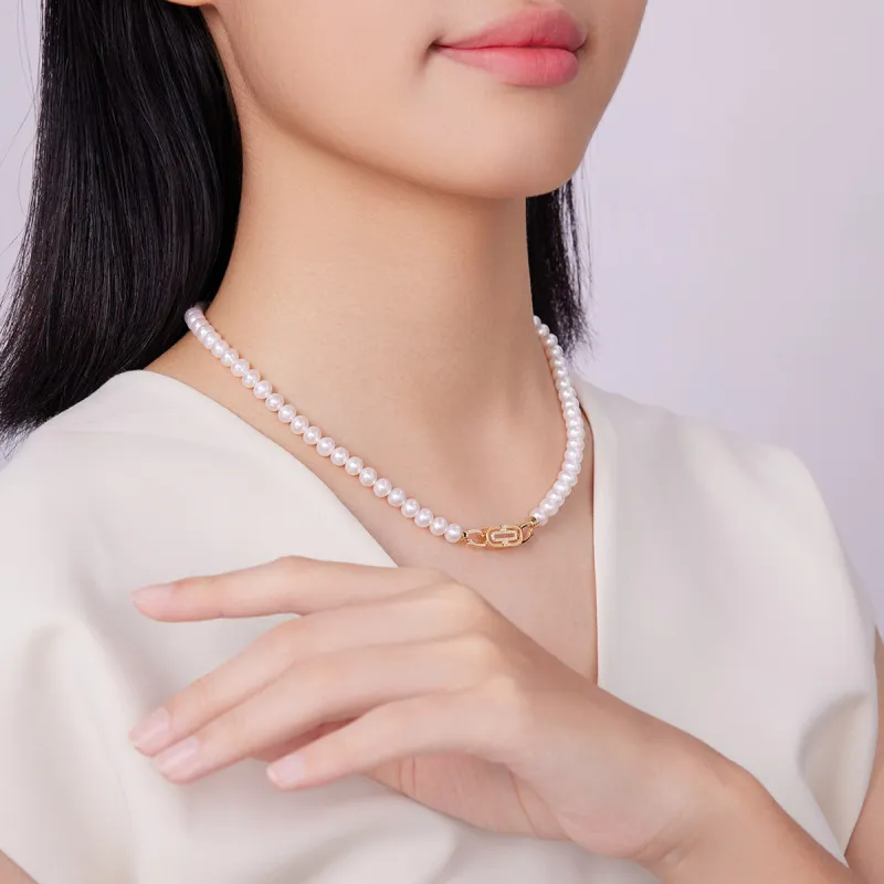 Oriental Jade Freshwater Pearl Necklaces Women's-4