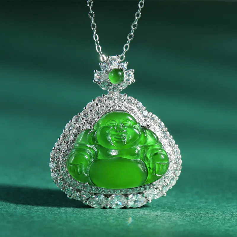 Oriental Jade Ice Type Necklaces Women's-4