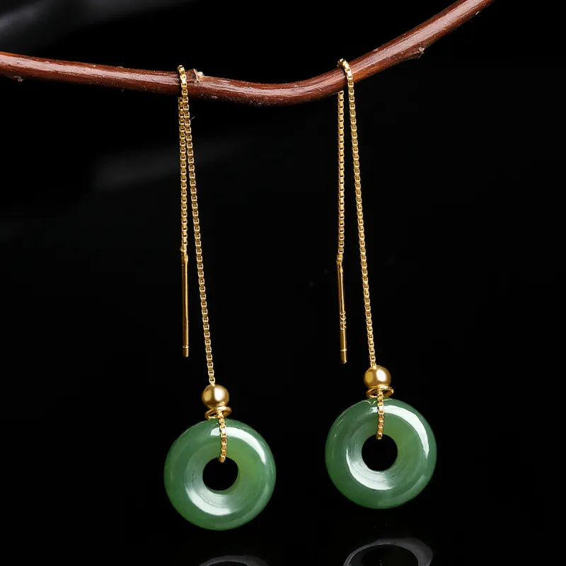 Oriental Jade Earrings Jasper Women's-6