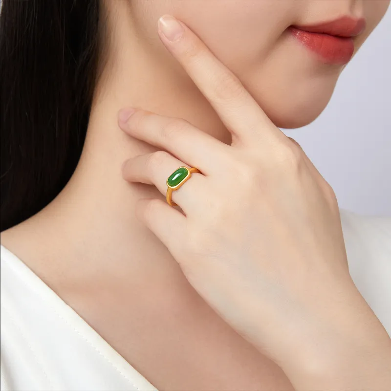 Oriental Jade Rings Jasper Women's-2