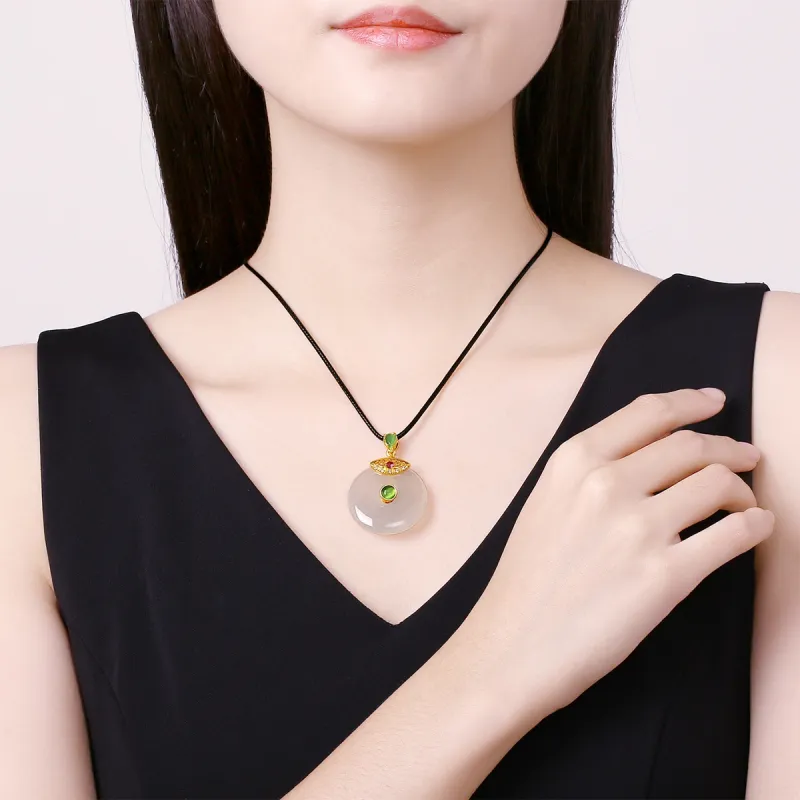 Oriental Jade Chalcedony Necklaces Unisex-3
