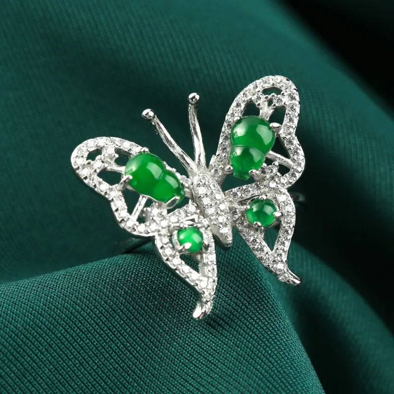 Oriental Jade Ice Glutinous Jadeite Rings Women's-5
