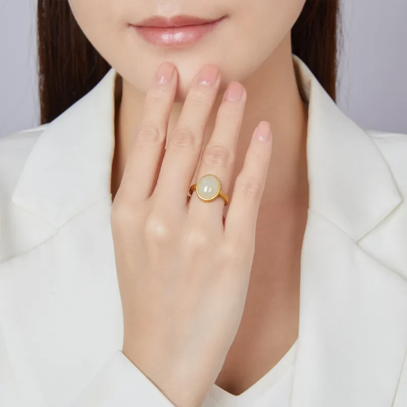 Oriental Jade Hetian Jade Rings White Jade Women's-1