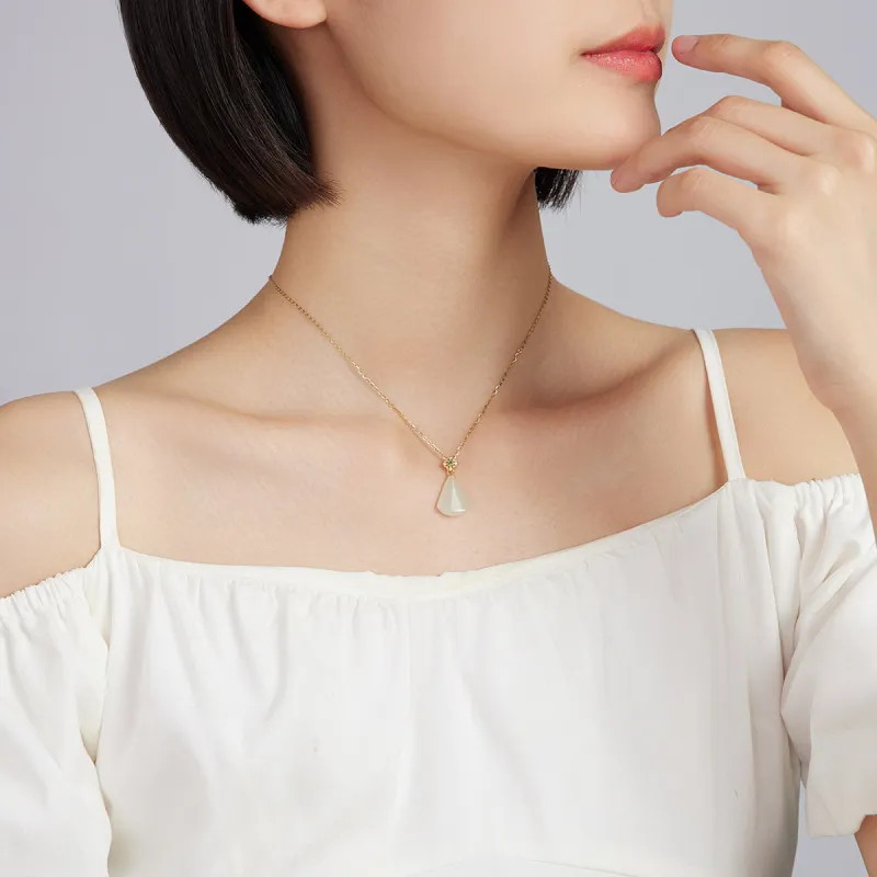 Oriental Jade Hetian Jade Necklaces Pale Greenish White Jade Women's-3