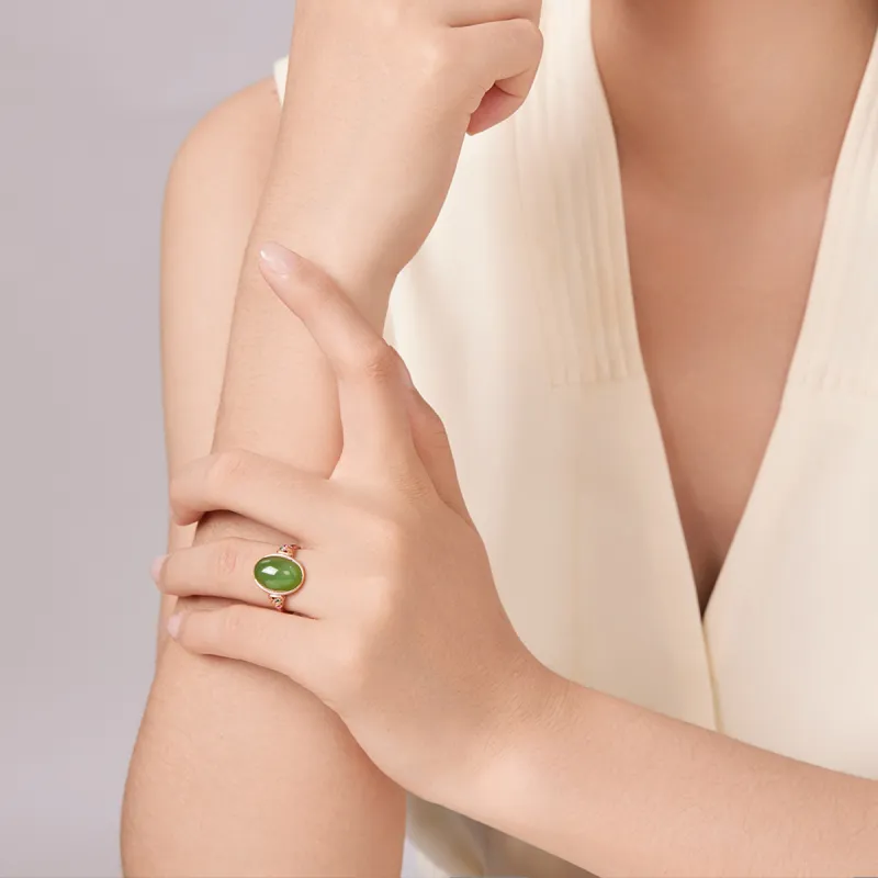 Oriental Jade Rings Jasper Women's-7