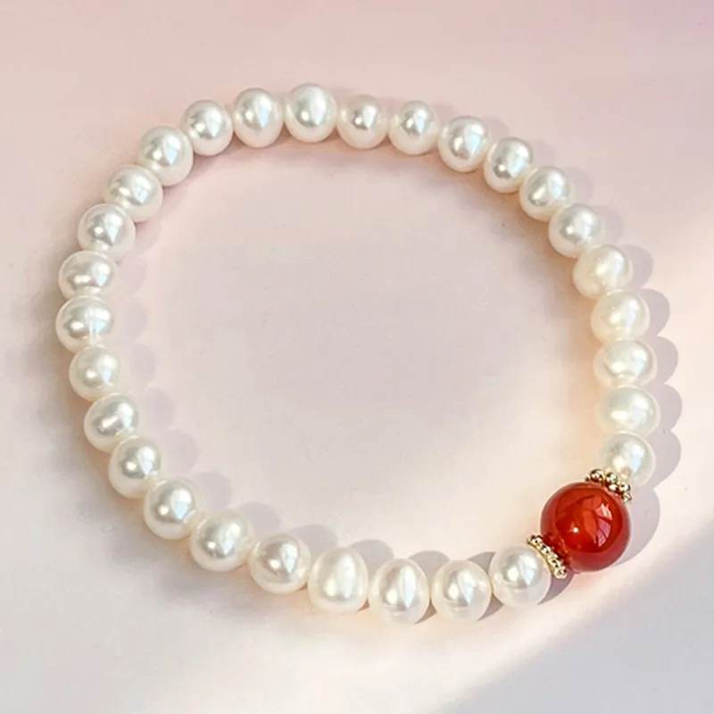 Oriental Jade Freshwater Pearl Bracelets Women's-3