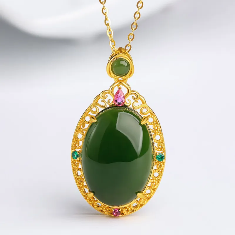 Oriental Jade Hetian Jade Necklaces Jasper Women's-2