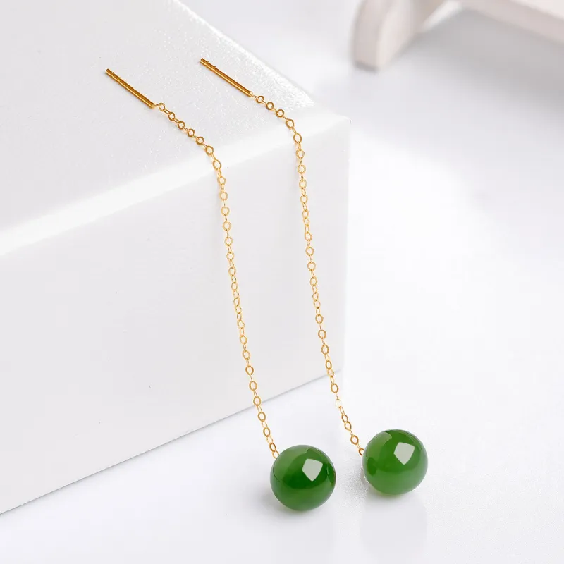 Oriental Jade Hetian Jade Earrings Jasper Women's-2