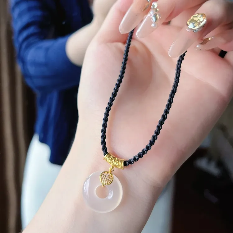 Oriental Jade Chalcedony Necklaces Unisex-3