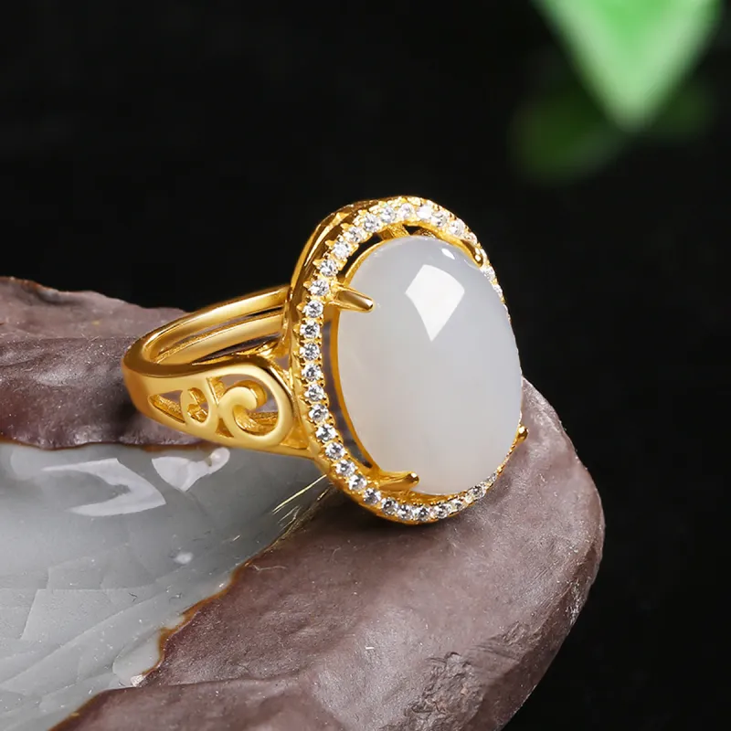 Oriental Jade Hetian Jade Rings White Jade Women's-4