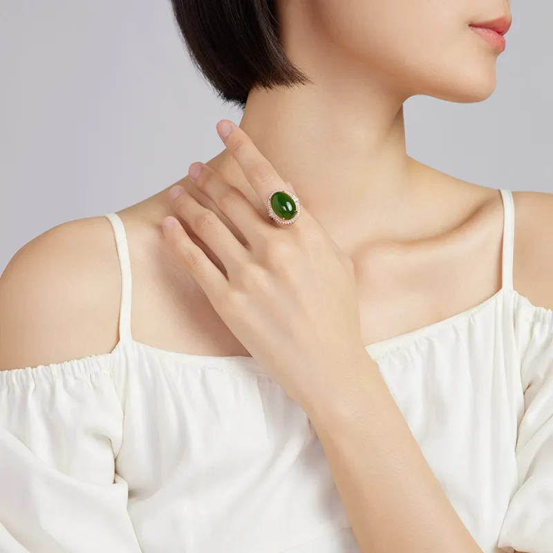 Oriental Jade Hetian Jade Rings Jasper Women's-2