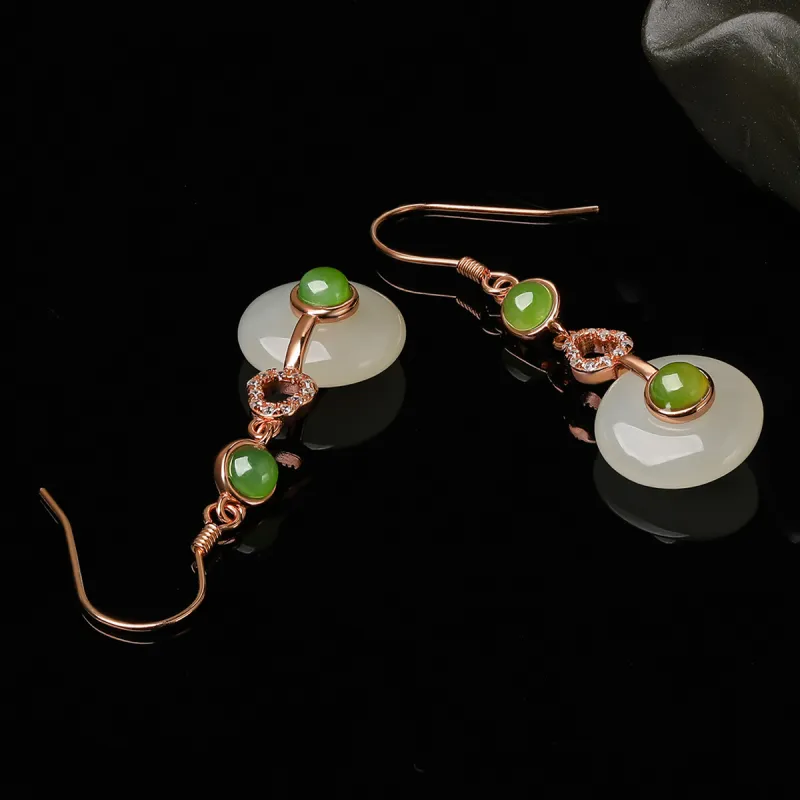 Oriental Jade Earrings White Jade Women's-6