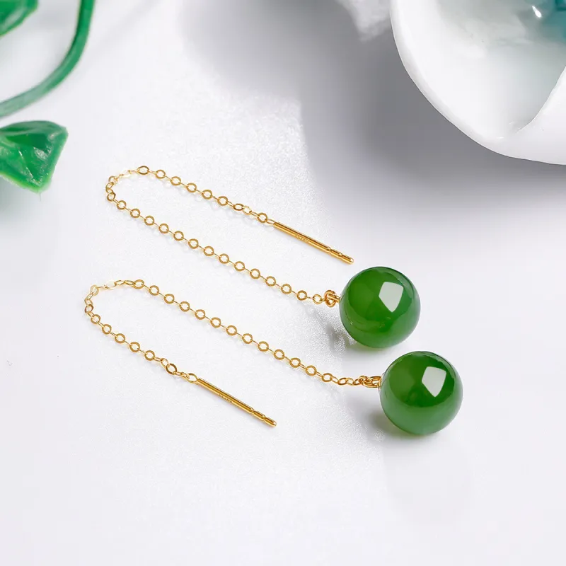 Oriental Jade Hetian Jade Earrings Jasper Women's-3