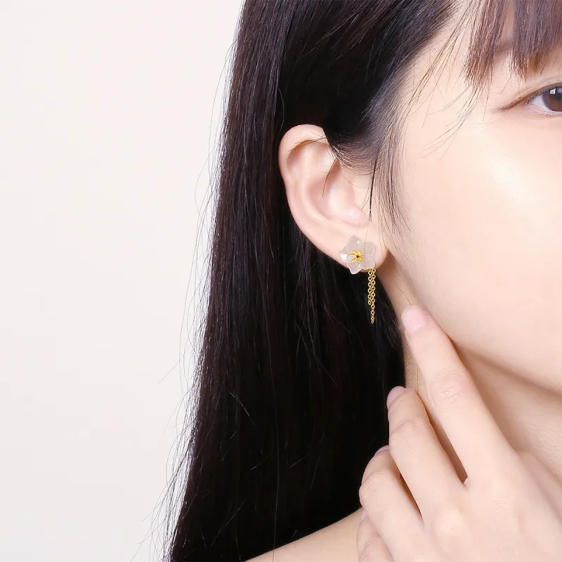 Oriental Jade Hetian Jade Earrings White Jade Women's-2