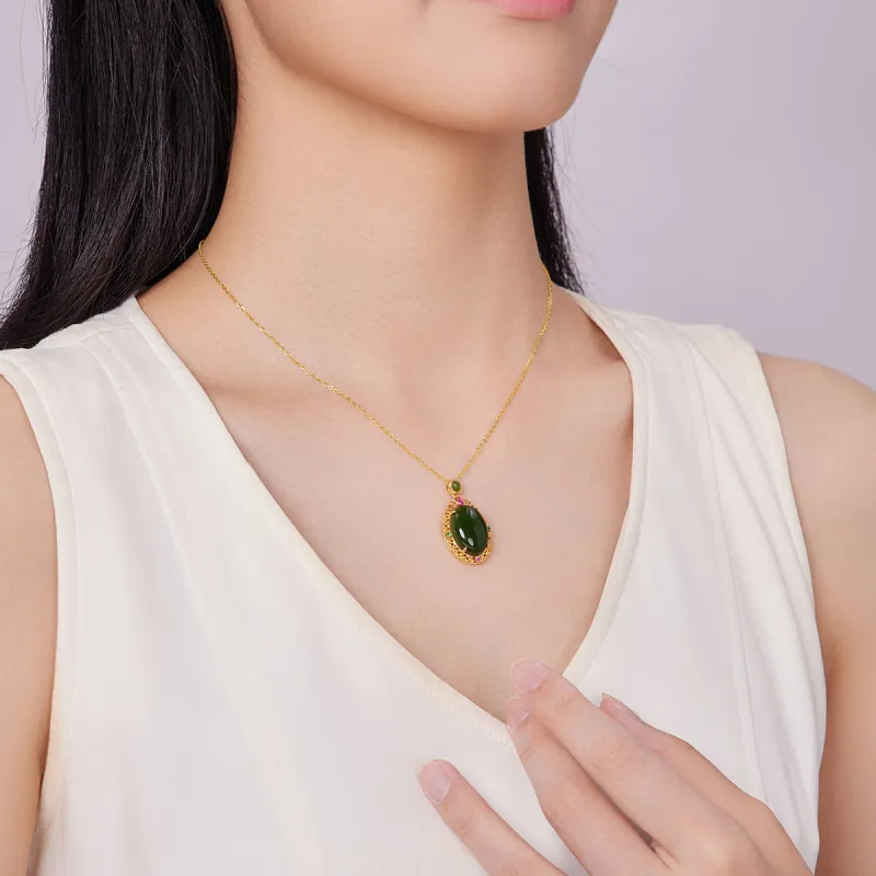 Oriental Jade Hetian Jade Necklaces Jasper Women's-7