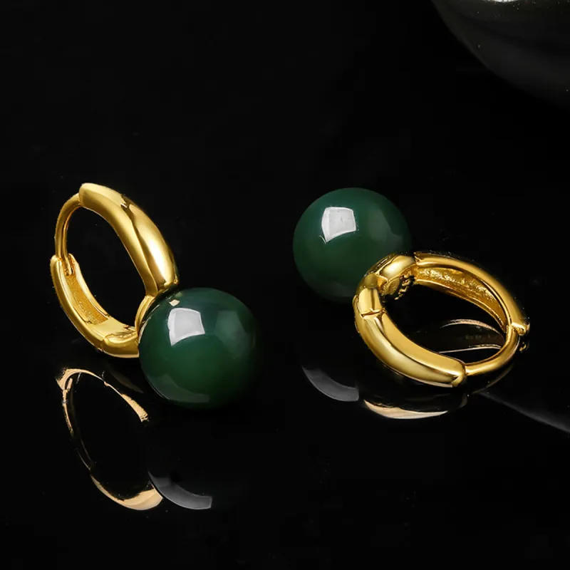 Oriental Jade Hetian Jade Earrings Jasper Women's-2