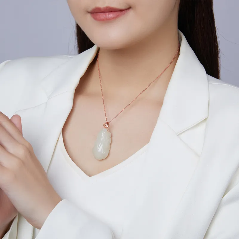Oriental Jade Hetian Jade Necklaces White Jade Women's-4