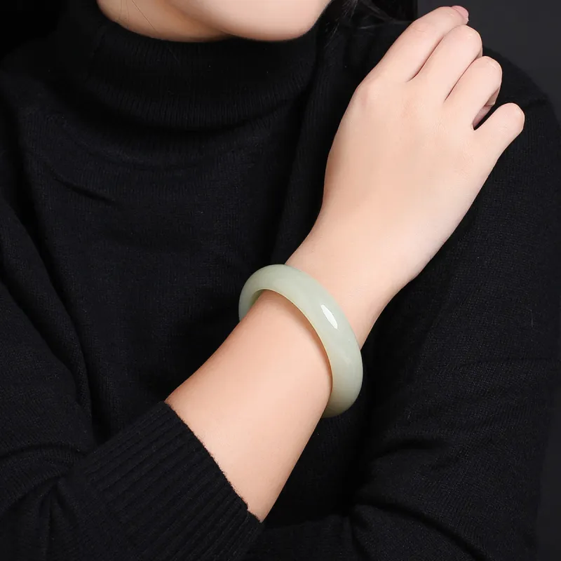 Oriental Jade Bangles Pale Greenish White Jade Women's-4