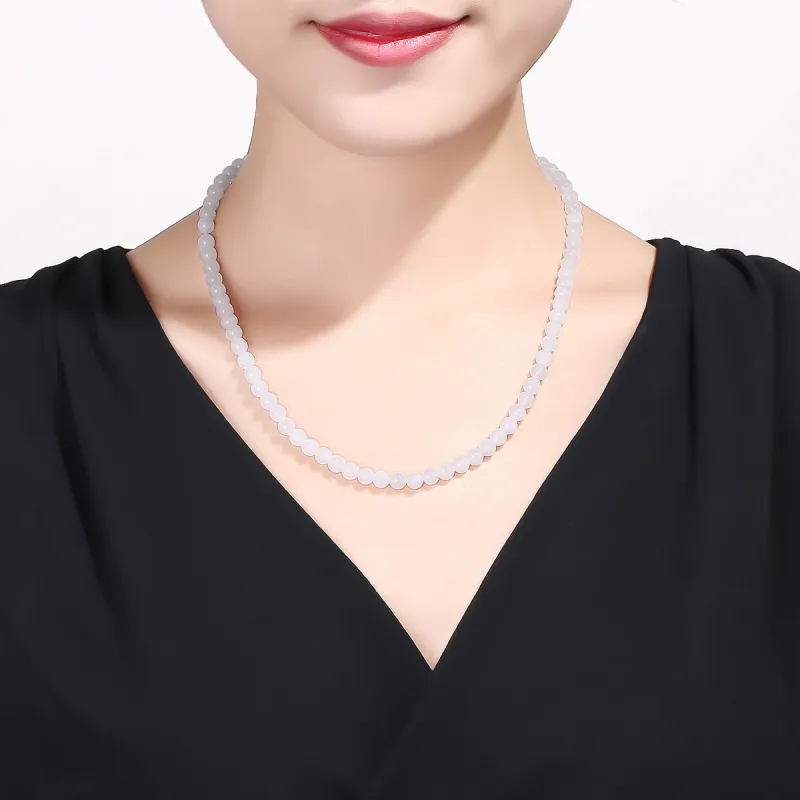 Oriental Jade Hetian Jade Necklaces Pale Greenish White Jade Women's-2